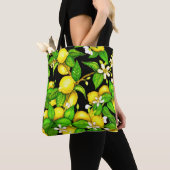 Lemon Print Handbag op zwart Draagtas (Dichtbij)