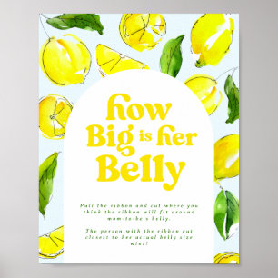 Lemon Retro Hoe groot is haar Buik Baby Shower Spe Poster