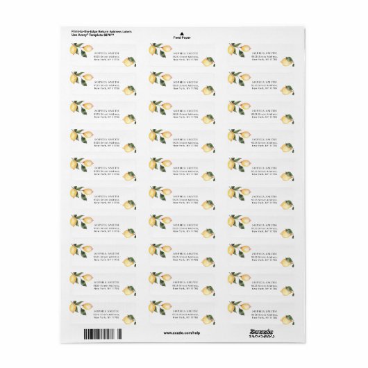 Lemon Return Address Label (Full Sheet)
