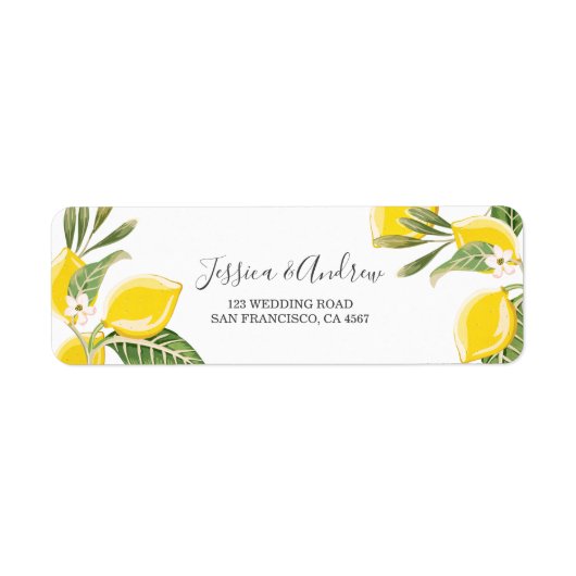 Lemon Return Address Label Foliage Citrus Bohomian (Voorkant)