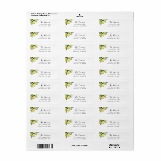Lemon Return-adreslabel Etiket (Full Sheet)
