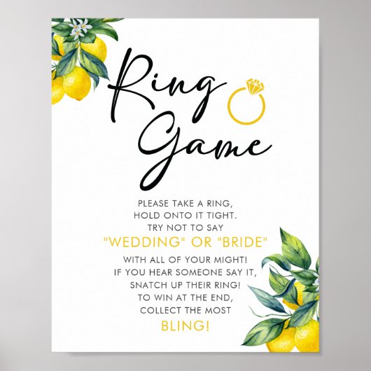 Lemon Ring Game Vrijgezellenfeest Sign Poster (Voorkant)