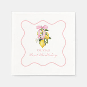 Lemon Roze Strik preppy Coquette 1e verjaardag Servet