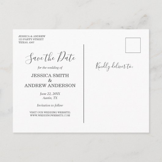 Lemon Save the Date Briefkaart Elegant Summer Boho (Achterkant)