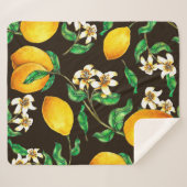 Lemon Seamless Pattern hand geschilderd in waterve Sherpa Deken (Voorkant (horizontaal))
