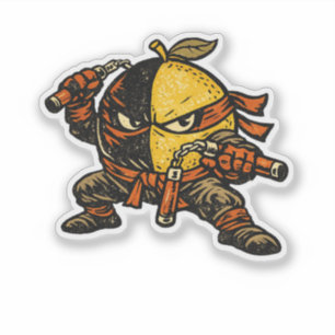 Lemon Shinobi — Grappige Citrus Ninja Krijger Vint Sticker
