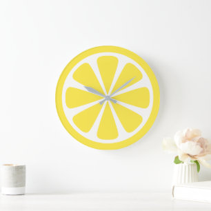Lemon Slice Bright Yellow Kitchen Clock Grote Klok
