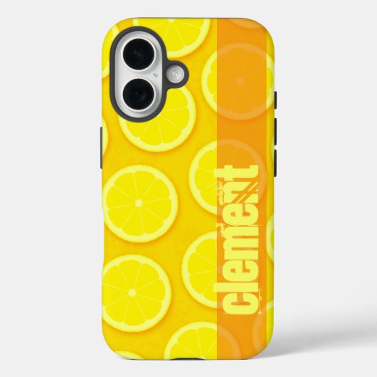 Lemon slice bright yellow name iphone case (Achterkant)