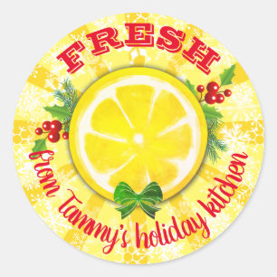 Lemon slice-feestdag, op maat gesneden kerstmis ronde sticker