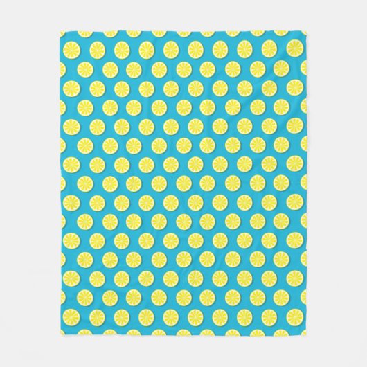 Lemon Slice Pattern Blue Fleece Blanket Deken (Voorkant)