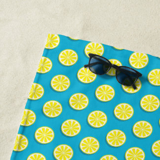 Lemon Slice Pattern op Blue Strandlaken