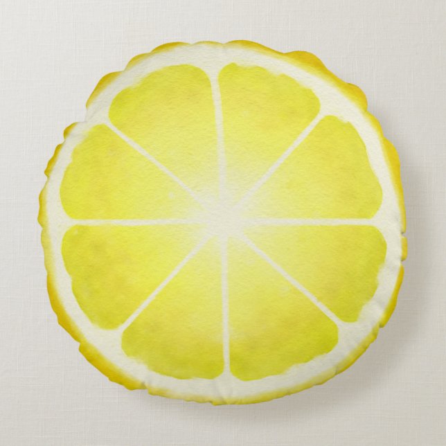 Lemon Slice (Waterverf) rondreis Rond Kussen (Voorkant)
