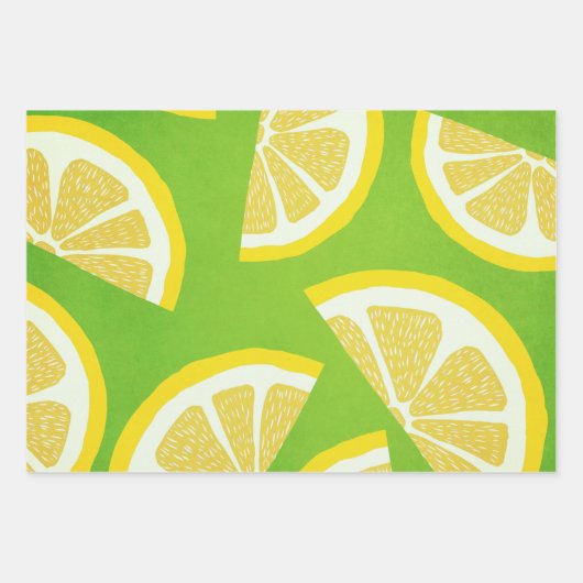Lemon Slices on Lime Green Background Inpakpapier Vel (Voorkant 2)