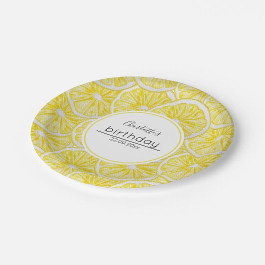 Lemon Slices Waterverf Pattern Papieren Bordje (Gekanteld)