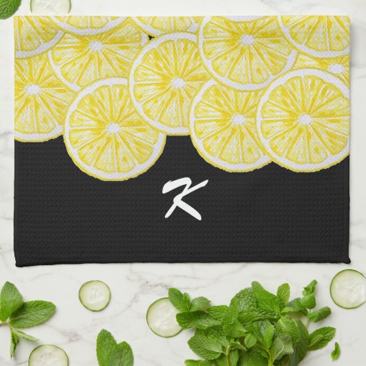 Lemon Slices Waterverf Pattern Theedoek (Gevouwen)
