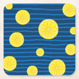 Lemon snijdt patroon vierkante kartonnen onderzetter