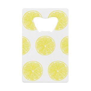 Lemon snijdt patroonontwerp af kredietkaart flessenopener