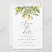 Lemon Sorrento Amalfi Kalligrafie Bewaar de datum Kaart (Voorkant)