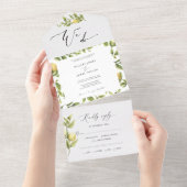 Lemon Sorrento Amalfi Kustkalligrafie Bruiloft All In One Uitnodiging (Afscheurbaar)