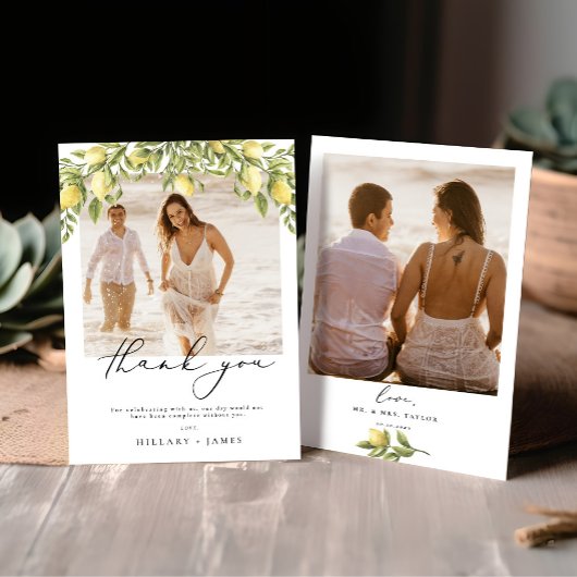 Lemon Sorrento Foto Bruiloft Dank u kaart