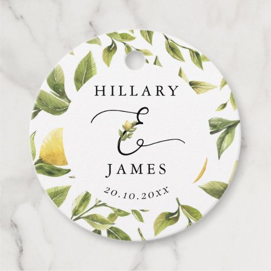 Lemon Sorrento Mediterraans Bruiloft Bedankjes Labels (Voorkant)
