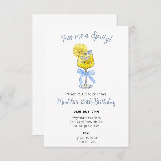 Lemon Spritz verjaardagsuitnodiging Bedankkaart (Voorkant / Achterkant)