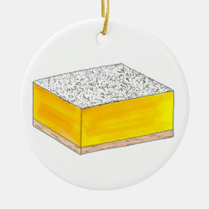 Lemon Square Bar Pastry Dessert Bake Sale Yellow Keramisch Ornament