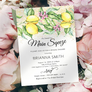 Lemon Squeeze Glitter Bridal Shower Kaart