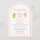 Lemon Squeeze Roze Meisje Waslijn Baby Shower Kaart (Voorkant)