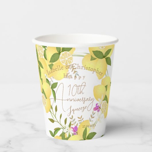 Lemon Squeeze White Papieren Bekers (Voorkant)