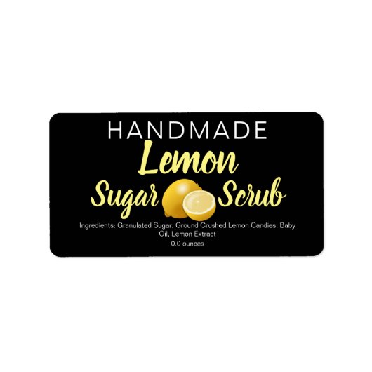 Lemon Sugar Scrub Handmade DIY Modern Labels (Voorkant)