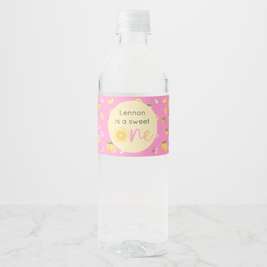 Lemon Sweet One Verjaardag Waterfles Etiket (Voorkant)
