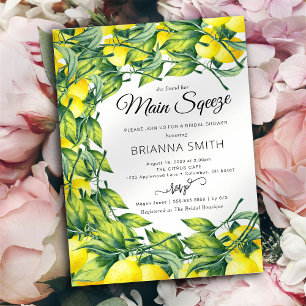 Lemon Swirl Vibrant Bridal Shower-uitnodiging Kaart