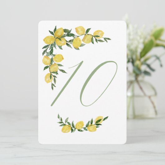 Lemon Table Number Kaart (Staand voorkant)