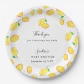 Lemon Theme Baby shower Citrus Modern Script Papieren Bordje (Voorkant)