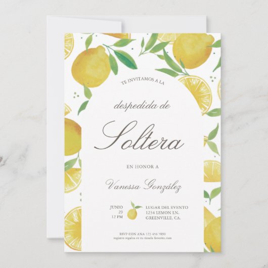 Lemon Thème de la douche nuptiale Invitation en es (Devant)