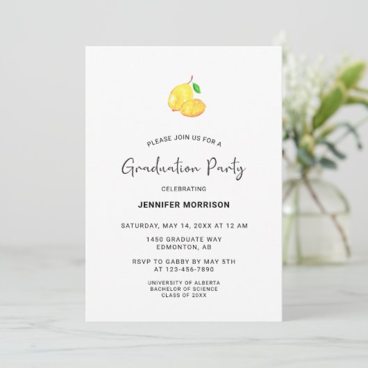 Lemon Theme Graduation Party Boho Modern Chic Kaart (Staand voorkant)