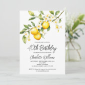 Lemon Theme Waterverf 40ste Verjaardagsfeest Kaart (Staand voorkant)