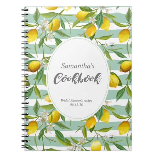 Lemon-themed, gepersonaliseerd kookboek, notitieboek (Voorkant)