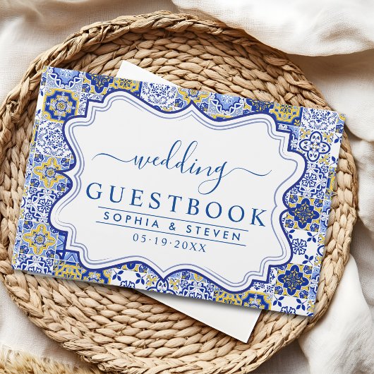 Lemon-Themed Mediterranean Tile Wedding Gastenboek