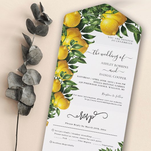 Lemon ThMED Citrusy Wedding All In One Uitnodiging