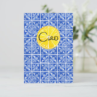 Lemon & Tile Hallo in het Italiaans: "Ciao" kaart