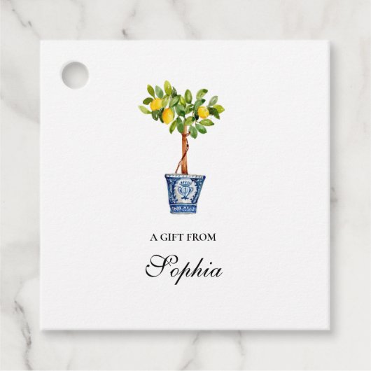 Lemon Topiary waterverf gift Bedankjes Labels (Voorkant)