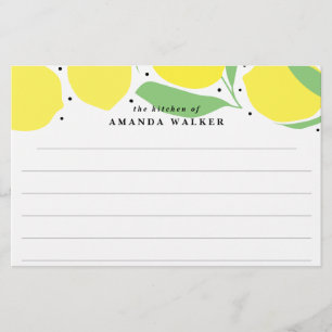Lemon Tree Kitchen Recipe Stationery Card Briefpapier