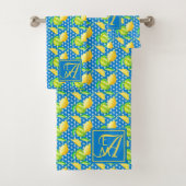 Lemon Tree Ocean Blue MONOGRAM Pas getrouwd Wedden Bad Handdoek (Insitu)