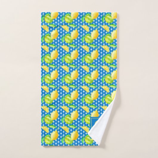 Lemon Tree Ocean Blue MONOGRAM Pas getrouwd Wedden Bad Handdoek (Handdoek)