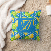 Lemon Tree Ocean Blue MONOGRAM Pas getrouwd Wedden Kussen (Deken)