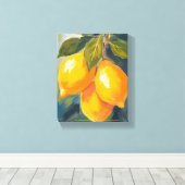 Lemon Tree Watercolor Fruit Painting Canvas Afdruk (Insitu (Houten vloer))