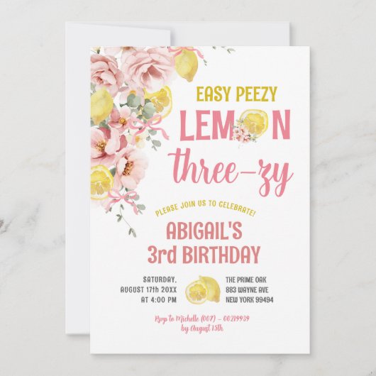 Lemon Trois-zy 3e anniversaire Invitation (Devant)