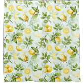 Lemon Tropical Summer Fruit Pattern on Mint Douchegordijn (Voorkant)